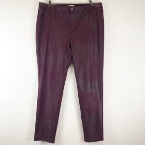 Chico's Faux-Suede Slim Pants Shimmery Pull-On Ultimate Fit Jegging Size 3/XL/16